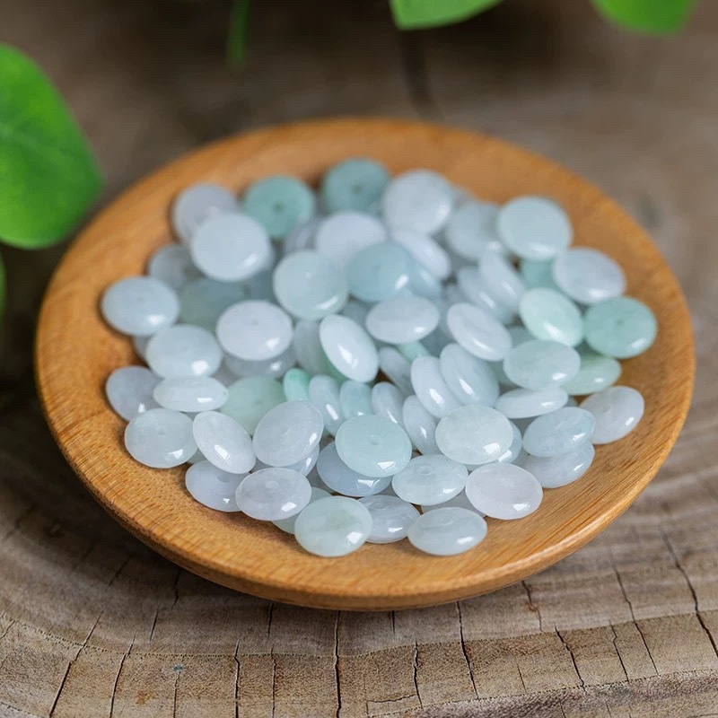 Necklaces - 10pcs Natural Emerald White Jade Ping