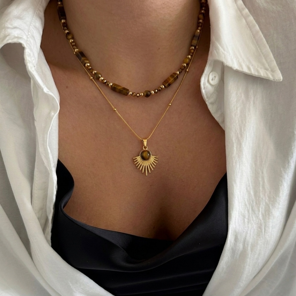 Aesthetic Autumn Brown Natural - đánh giá và giá Layered Pendant Necklace Aesthetic