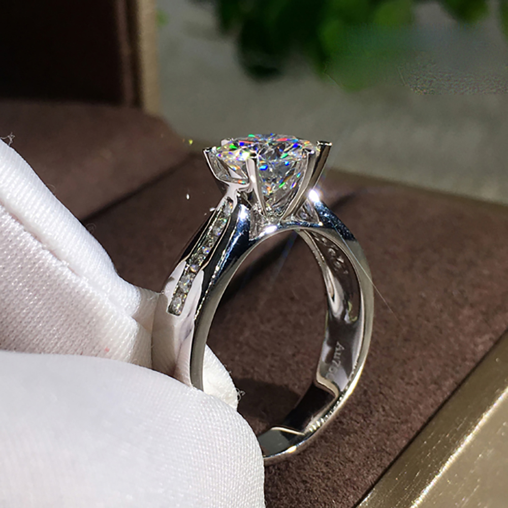 Custom Solid 14K Au585 White G - đánh giá và giá Moissanite Engagement Ring 1 Carat
