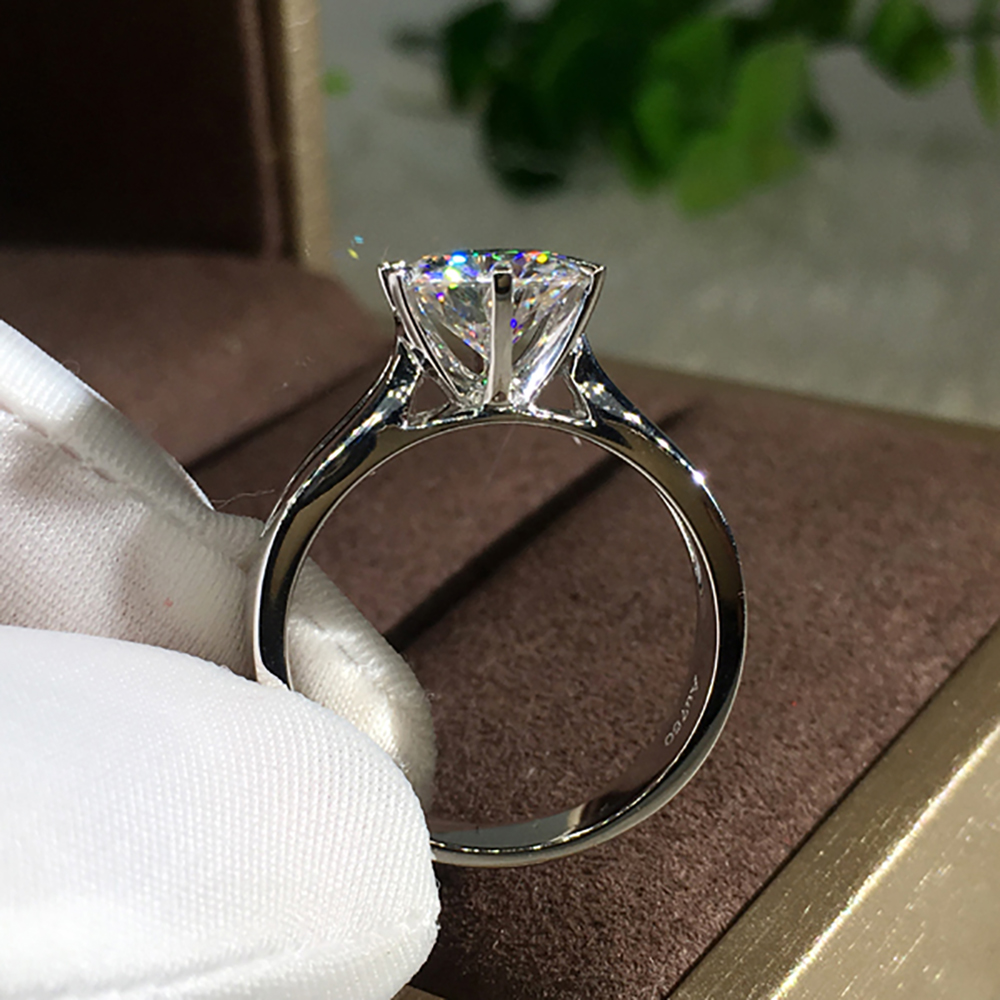 Custom Solid 14K Au585 White G - đánh giá và giá Moissanite Engagement Ring 1 Carat