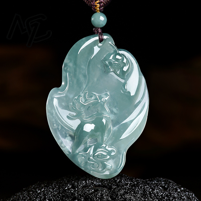 Real Natural Emerald Jade Blue - đánh giá và giá Necklaces