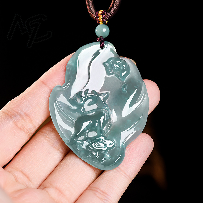 Real Natural Emerald Jade Blue - đánh giá và giá Necklaces